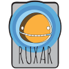 Ruxar studio logo – white on dark background